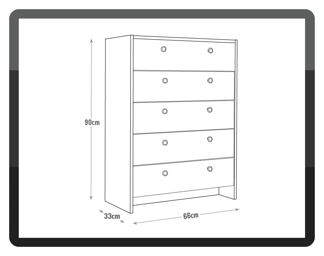 Seville 5 Drawer Chest - White ( B Grade )