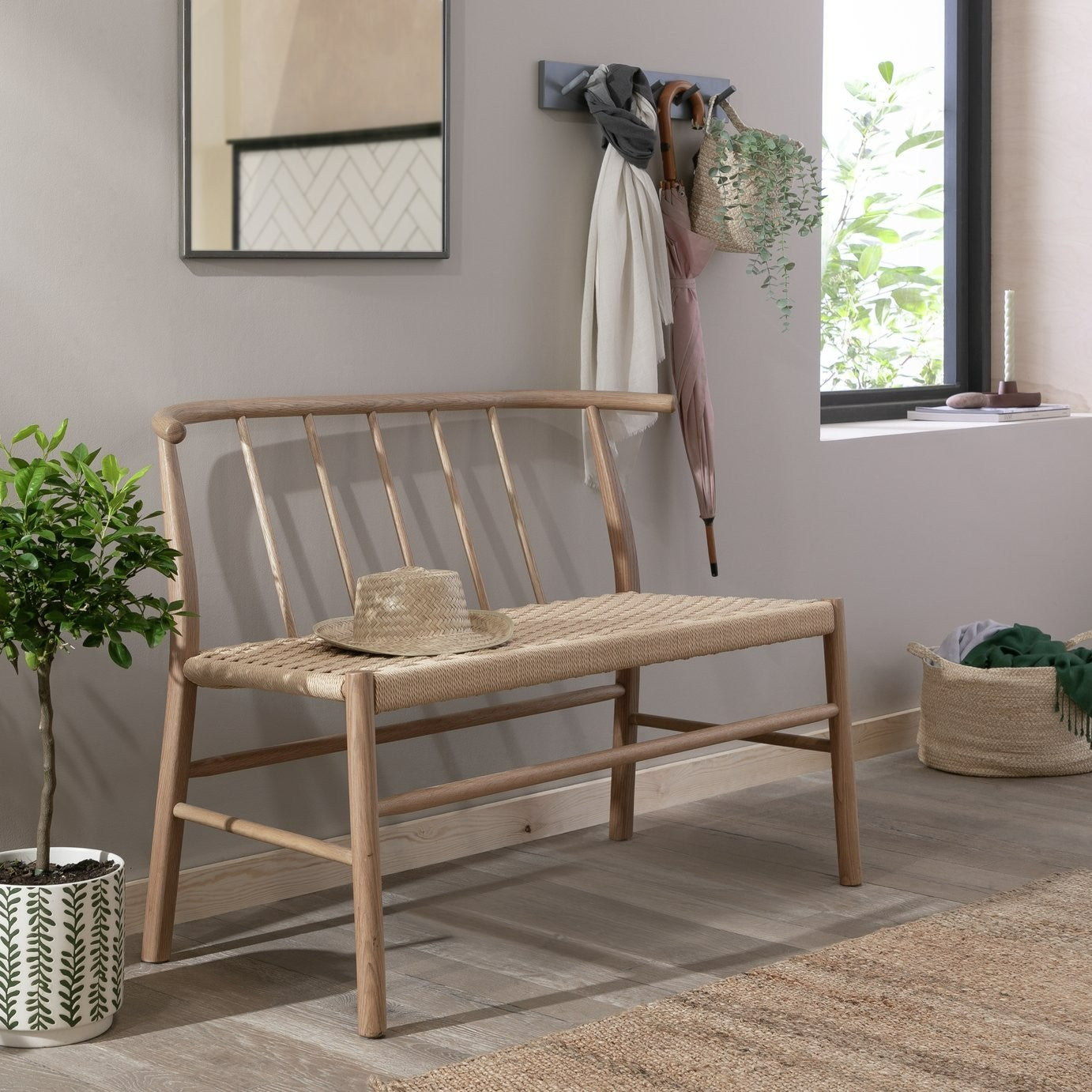Scottie Solid Oak Dining Bench | Minimalist wood bench