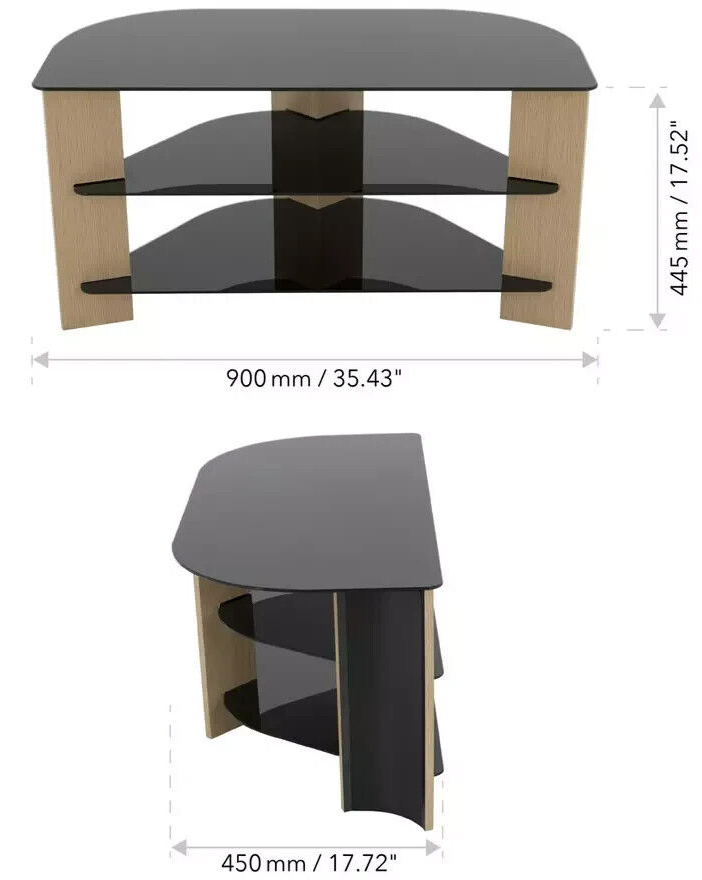 AVF Corner TV Stand With Storage Oak Eff Up to 42 Inch TV Unit Glass Black 90cm