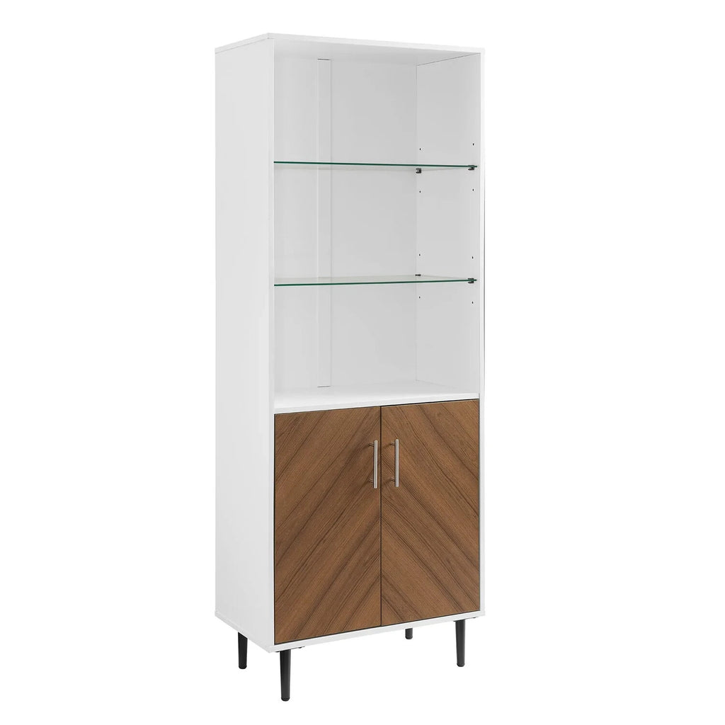 Walker Edison Hampton Hutch 2 Door Display Cabinet - White