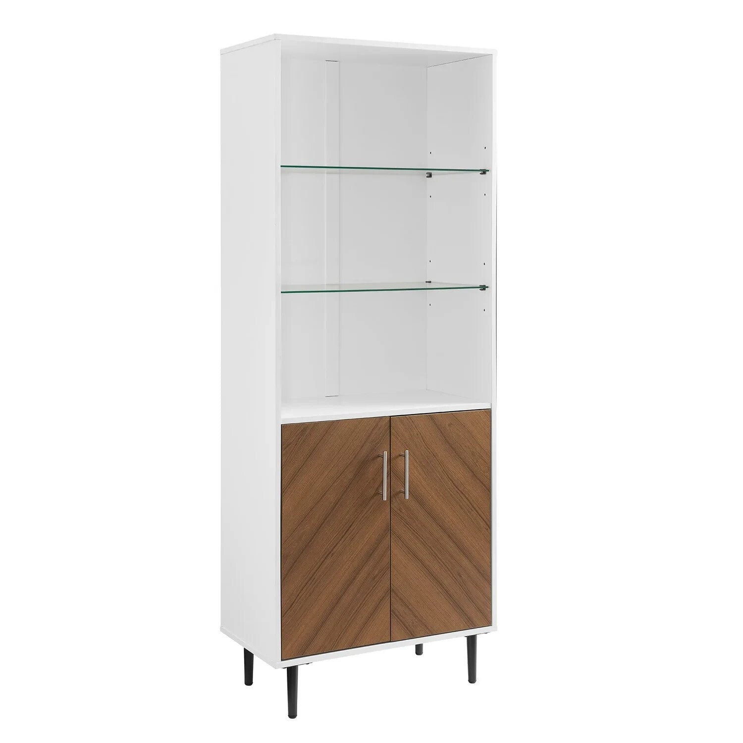 Walker Edison Hampton Hutch 2 Door Display Cabinet - White