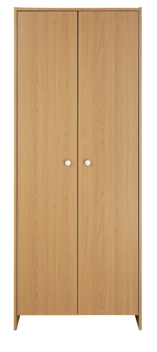 Home Seville 2 Door Wardrobe Oak Effect | Clothes Storage Cabinet for Bedroom