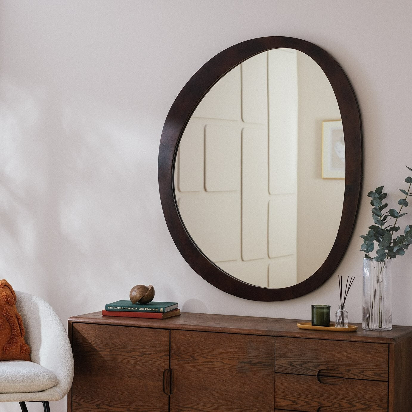 Mango Wood Irregular Wall Mirror - 120x100cm