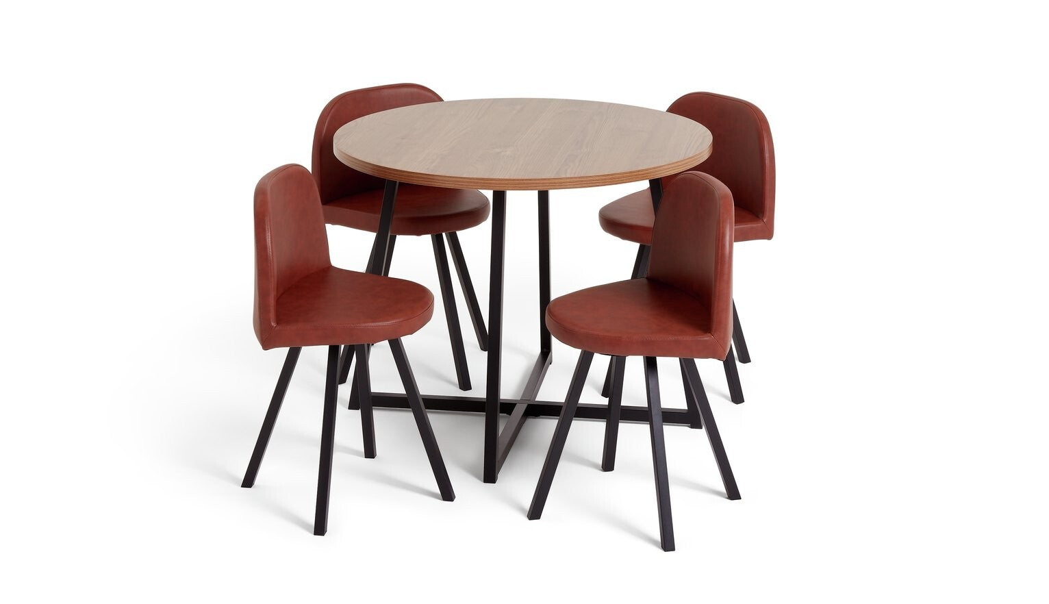 Habitat Nomad Oak Dining Table & 4 Chocolate Chairs | Modern Dining Set for Home
