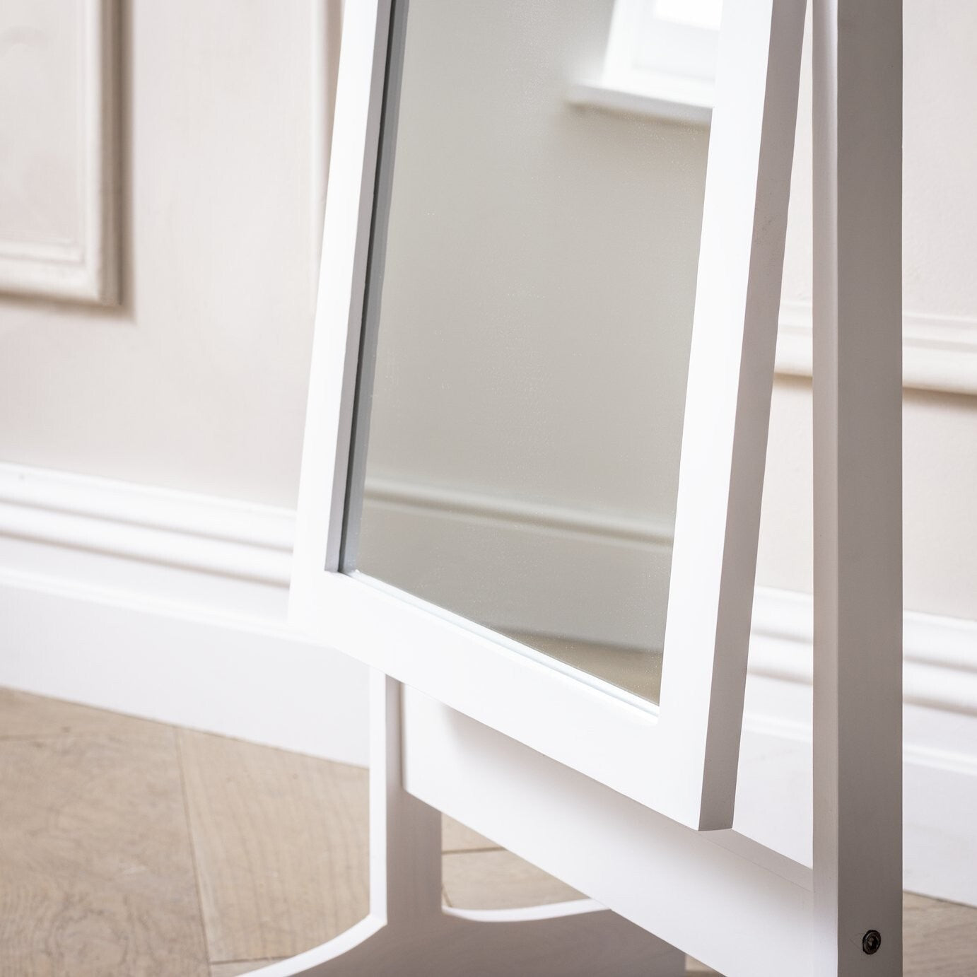Full Length Wooden Cheval Mirror - White