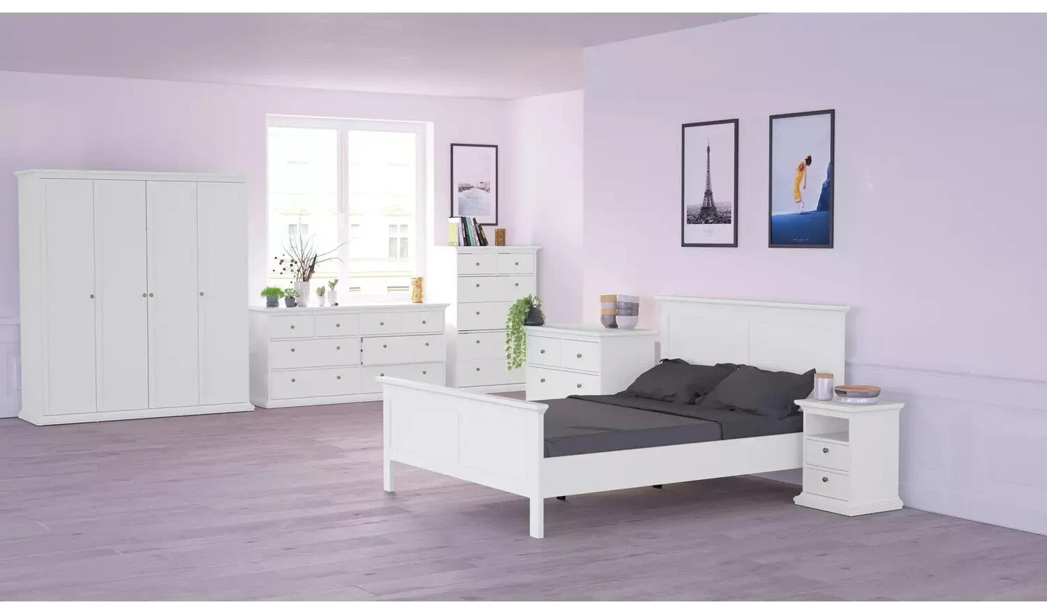 Tvilum Paris 2 Drawer Bedside Table - White