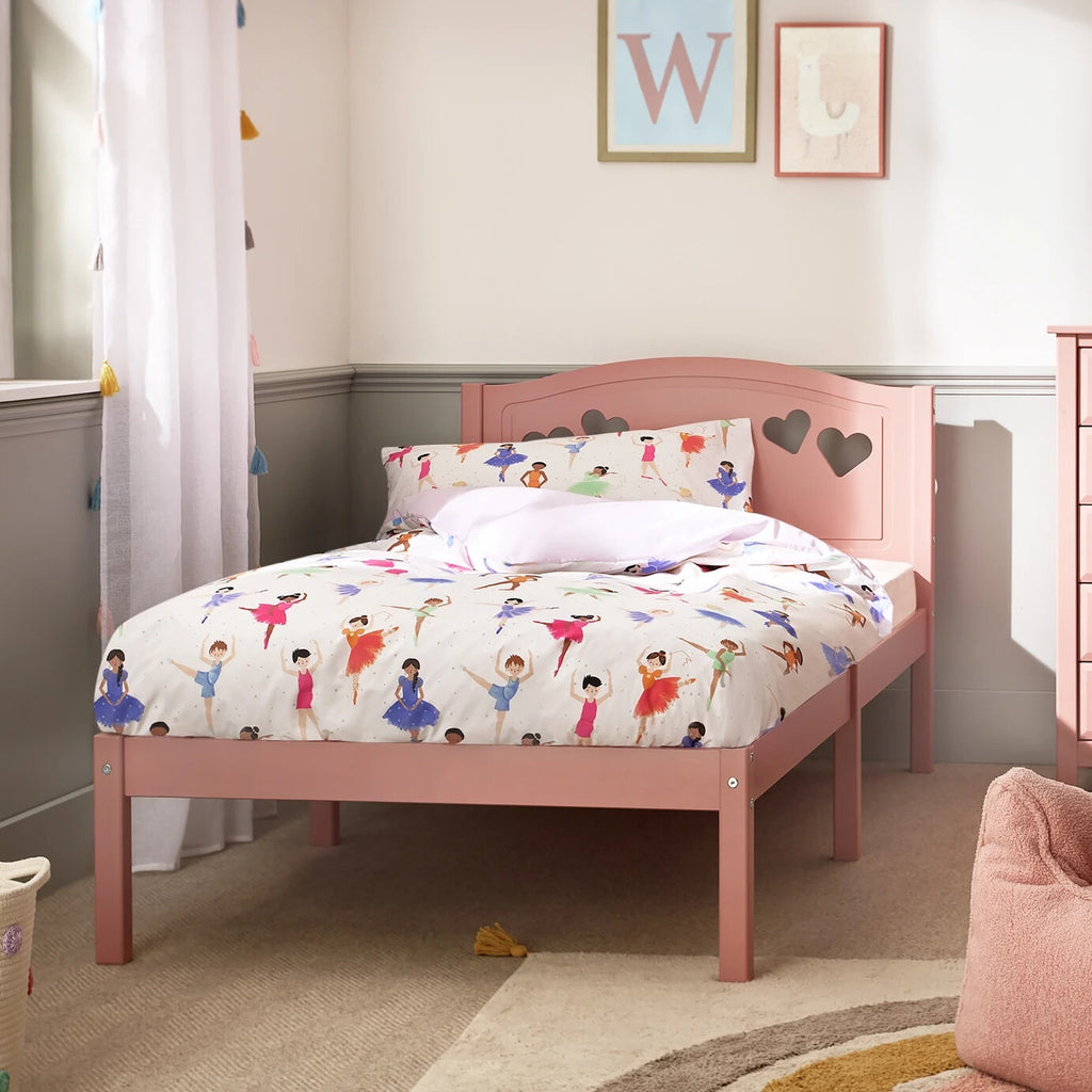 Mia Single Bed Frame - Pink With Memory Foam Mattress