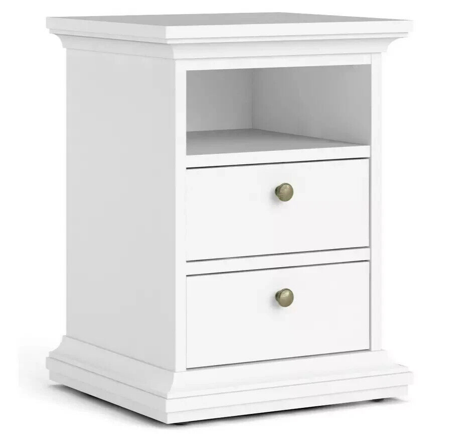 Tvilum Paris 2 Drawer Bedside Table - White