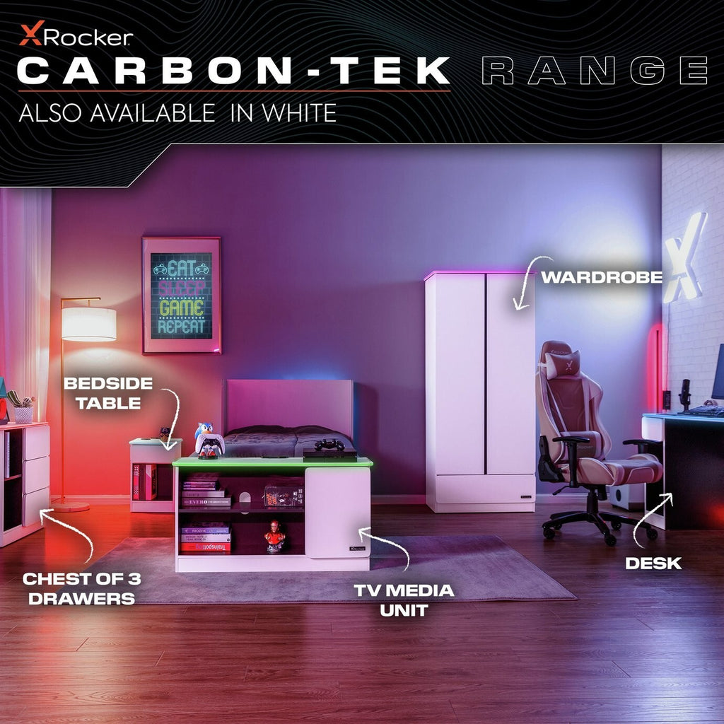 X Rocker Carbon Tek Wireless Charging Bedside Table - Red