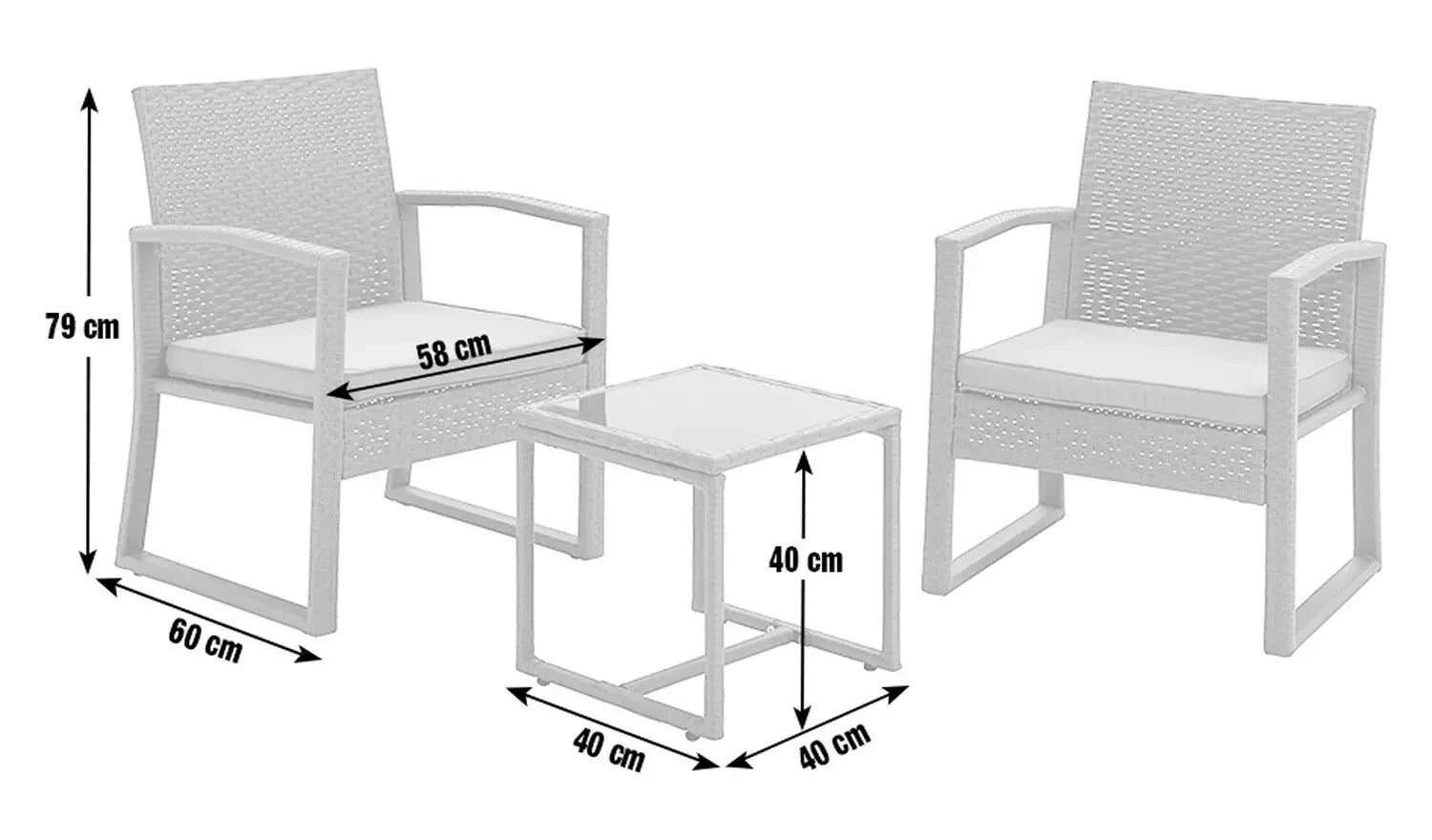 Cento 2 Seater Rattan Effect Garden Bistro Set