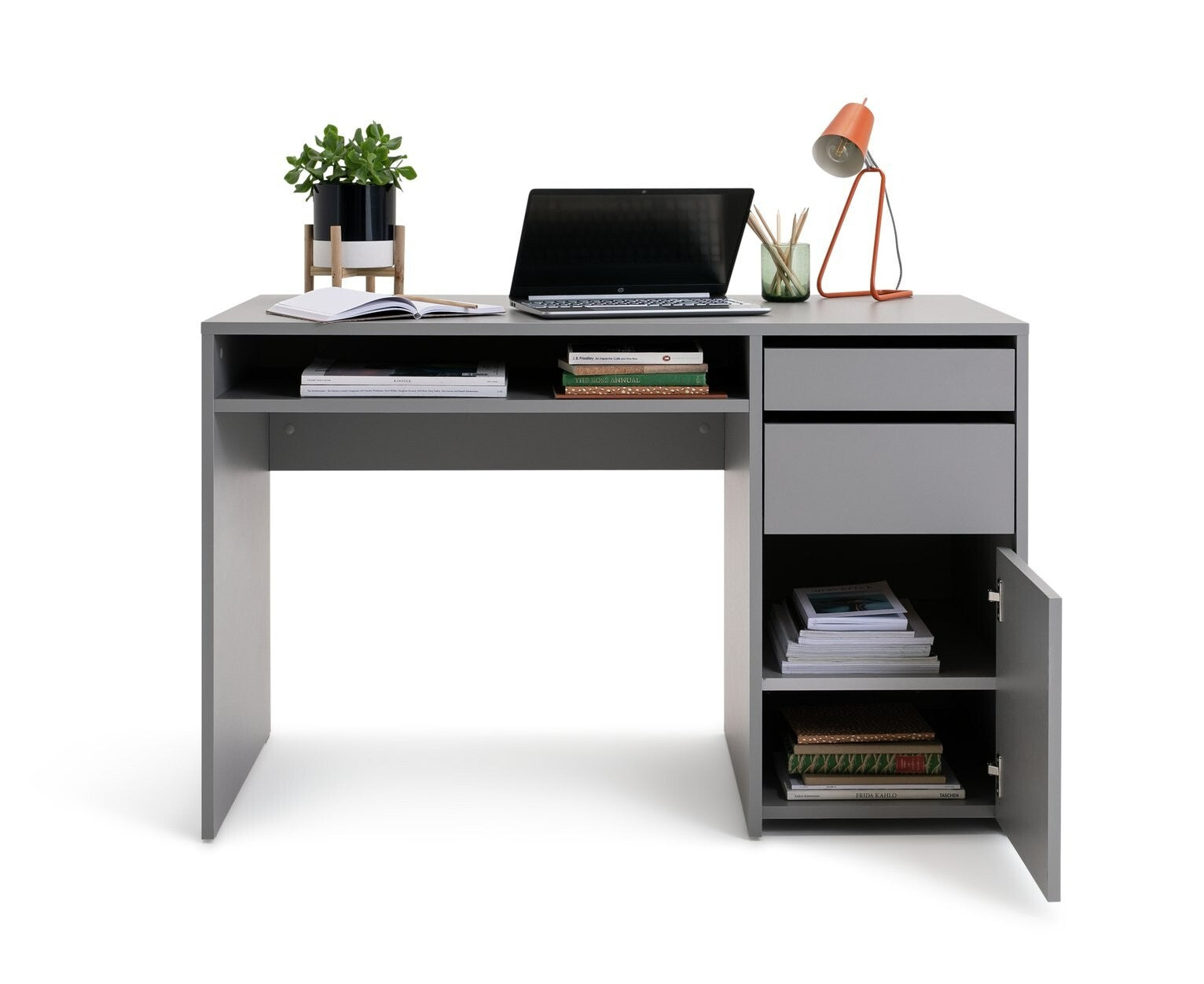 Home Pepper 2 Drawer Pedestal Office Desk - Grey