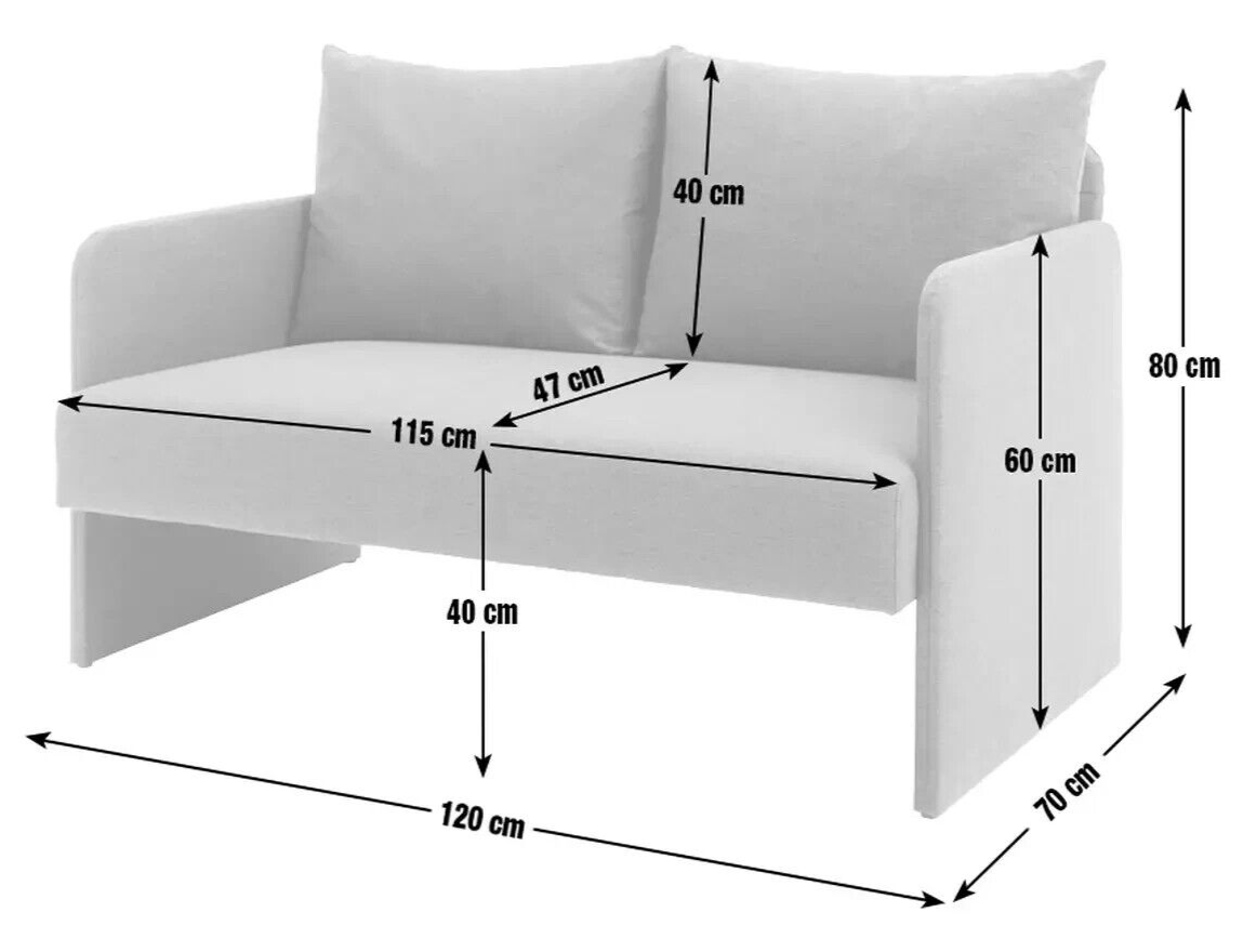 Dixon Small Fabric 2 Seater Sofa in a Box - Grey