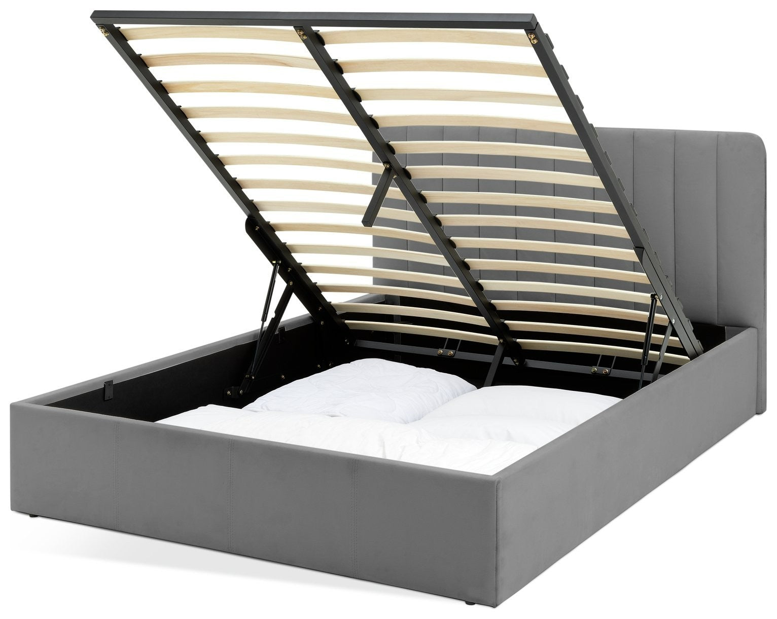 Home Pandora Double End Lift Ottoman Bed - Grey | double bed with storage