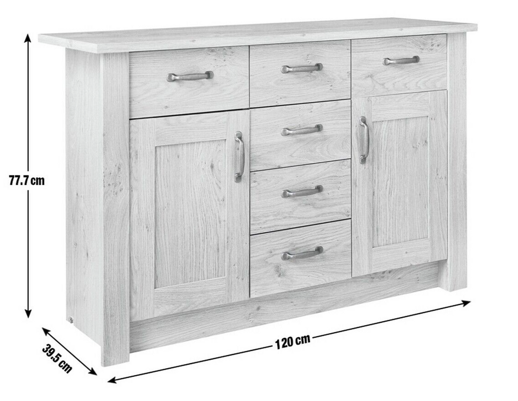 Ohio 2 Door 6 Drawer Sideboard - Oak Effect ( B Grade 55484 - 55488 )