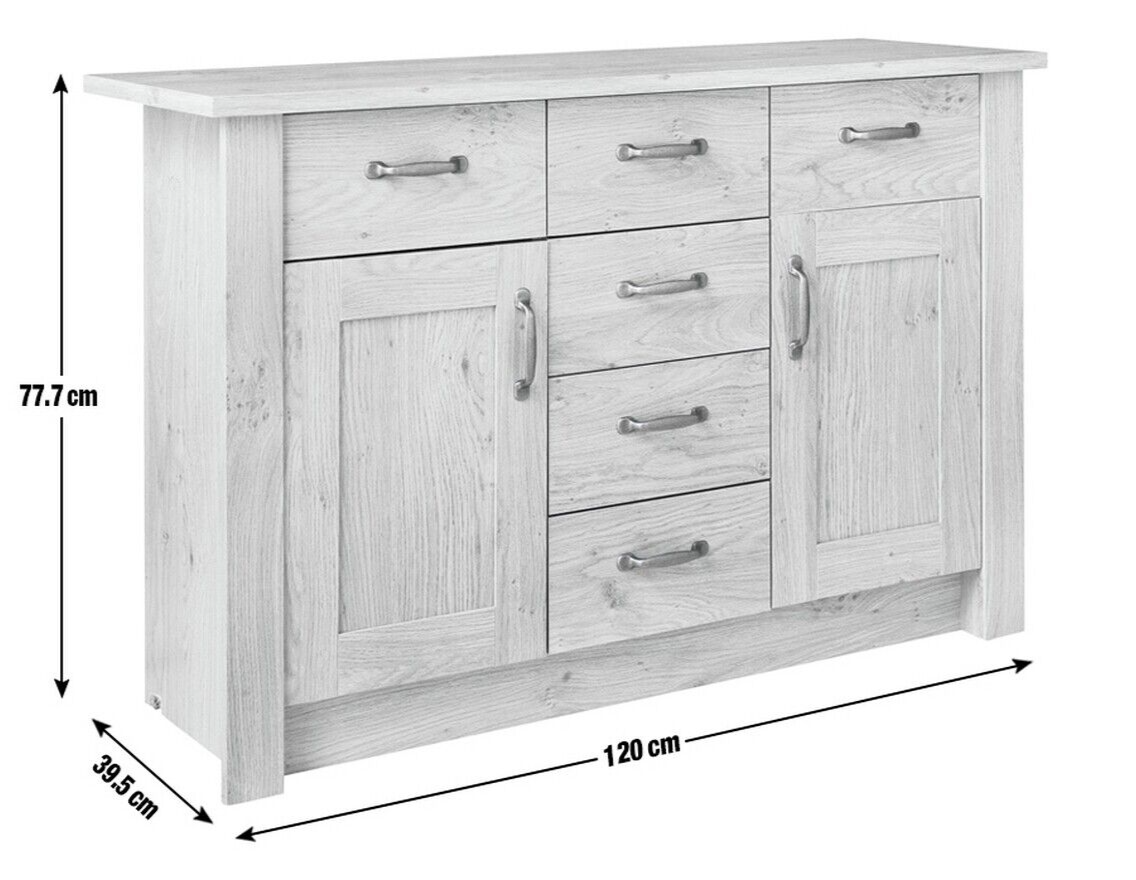 Ohio 2 Door 6 Drawer Sideboard - Oak Effect ( B Grade 55484 - 55488 )