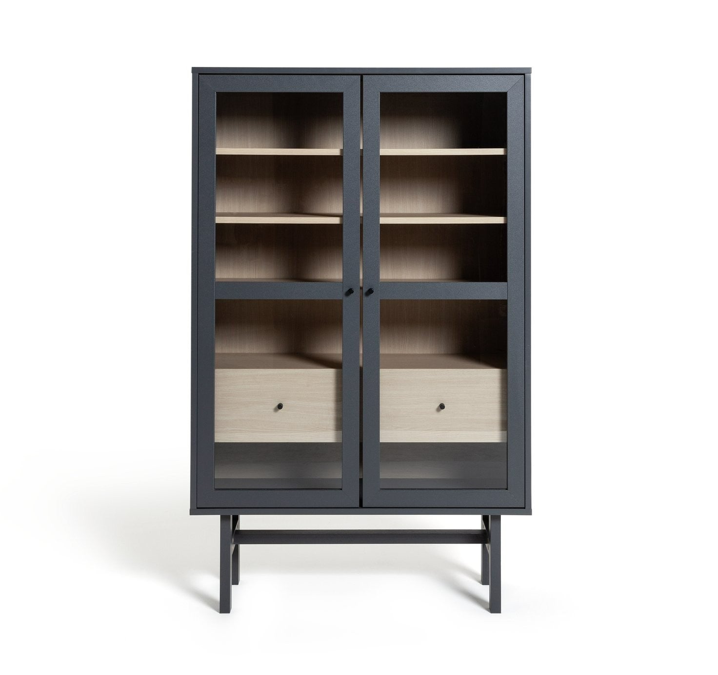 Jadon 2 Door Glass Display Cabinet - Dark Grey | tall glass cabinet