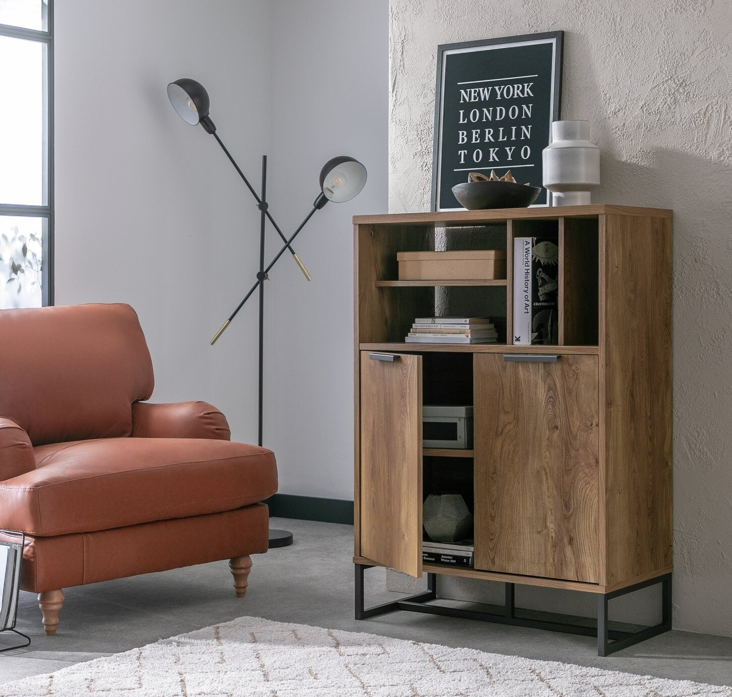 Nomad 2 Door Vinyl Cabinet - Oak