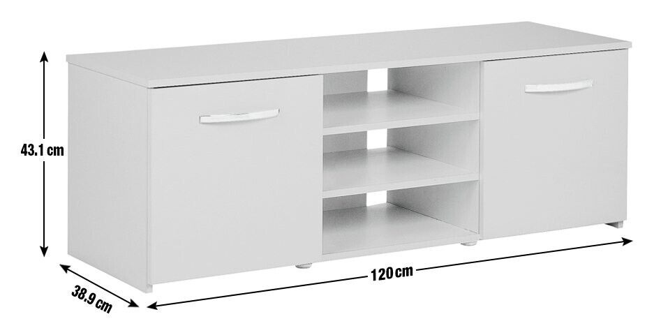 Hayward 2 Door Small TV Unit White Gloss | Modern TV Stand Storage Cabinet