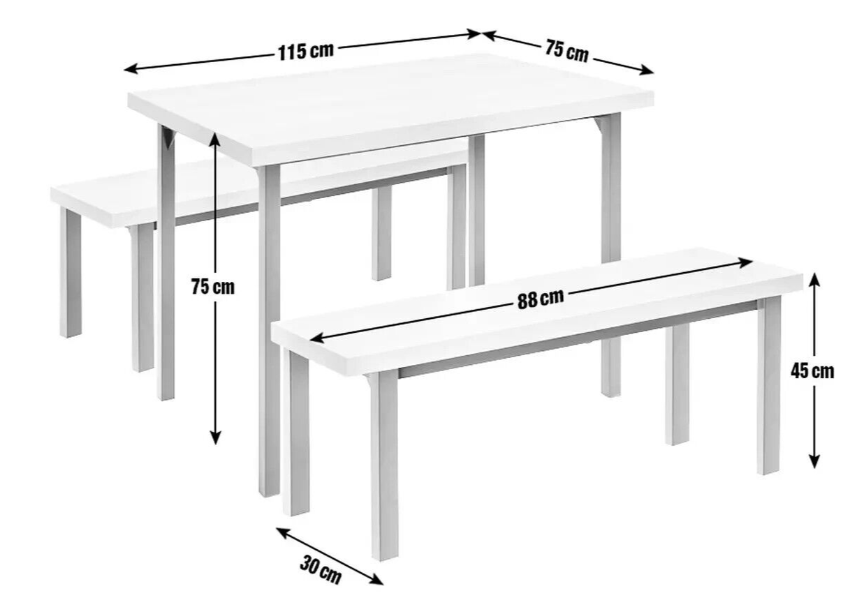 Habitat Zayn Wood Effect Dining Table & 2 Natural Benches