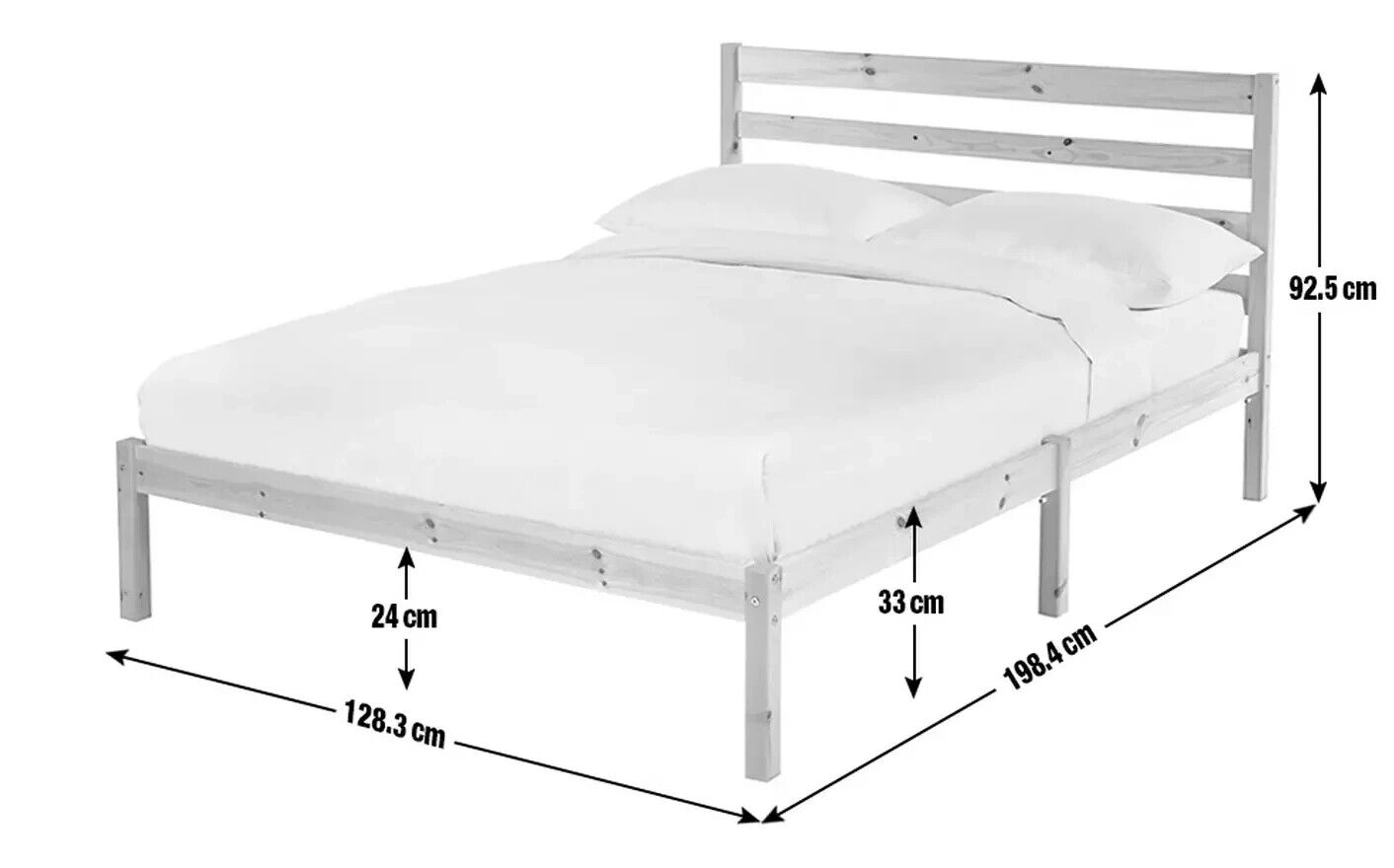 Home Kaycie Small Double Wooden Bed Frame - Pine | Sturdy Durable Furniture