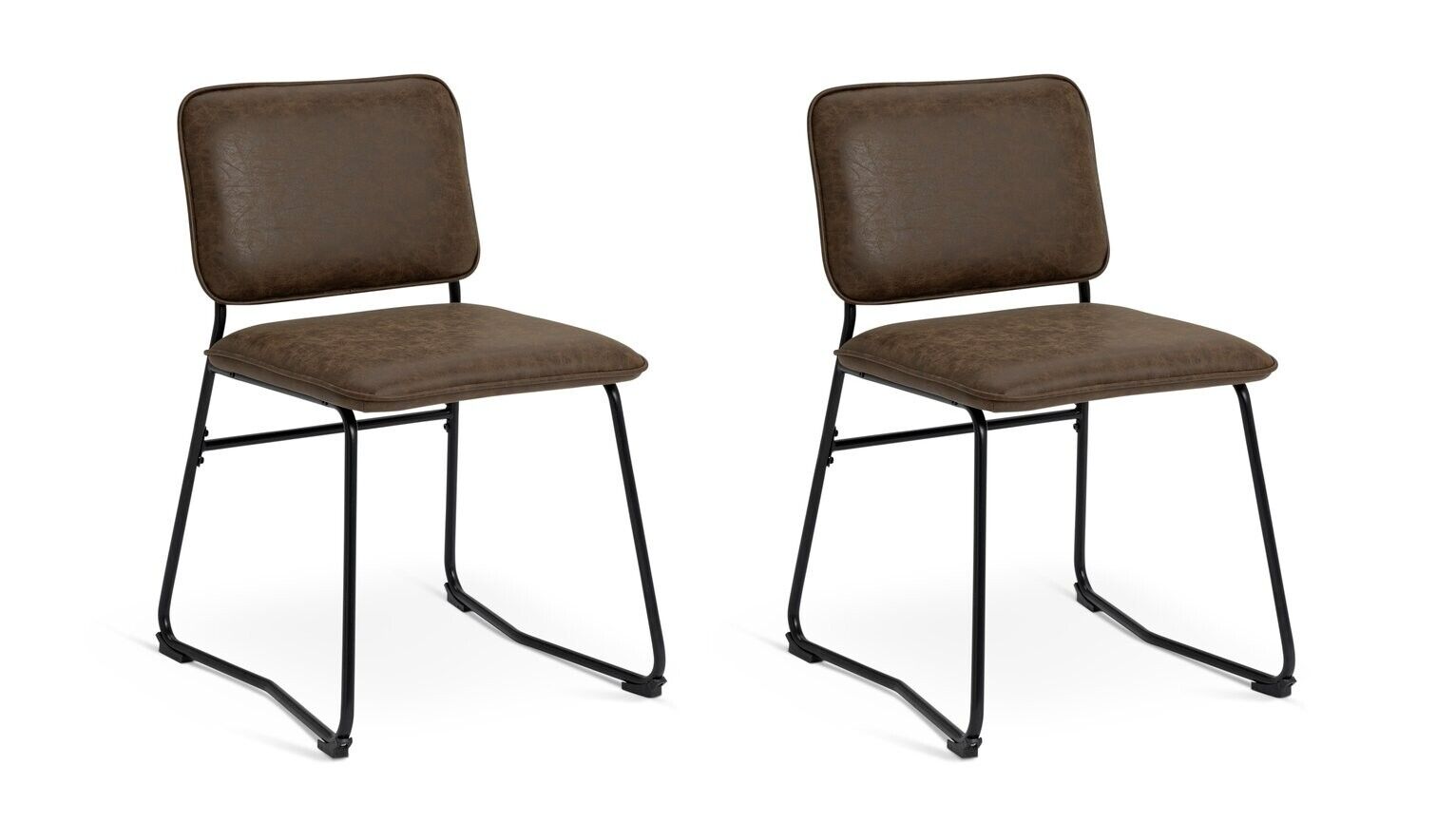 Habitat Loft Living Pair of Faux Leather Dining Chairs-Brown