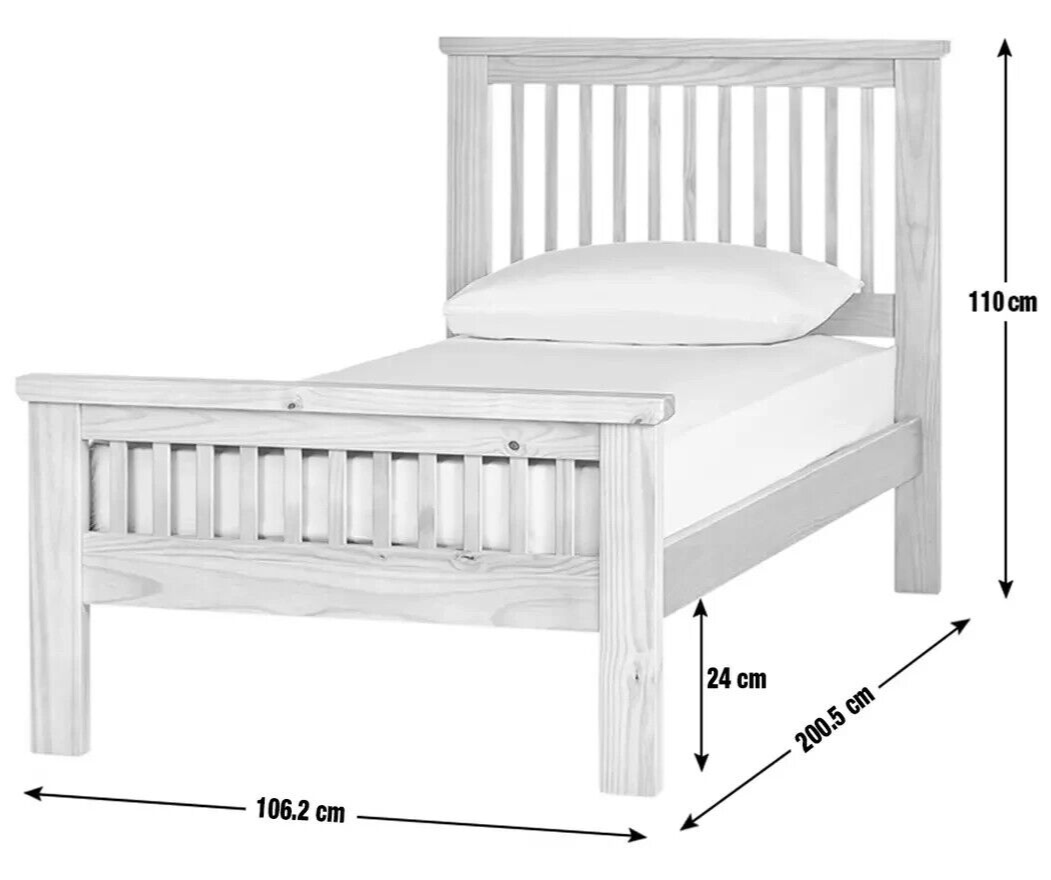 Aubrey Single Wooden Bed Frame Two Tone | Shaker Style Solid Pine Cream Oak