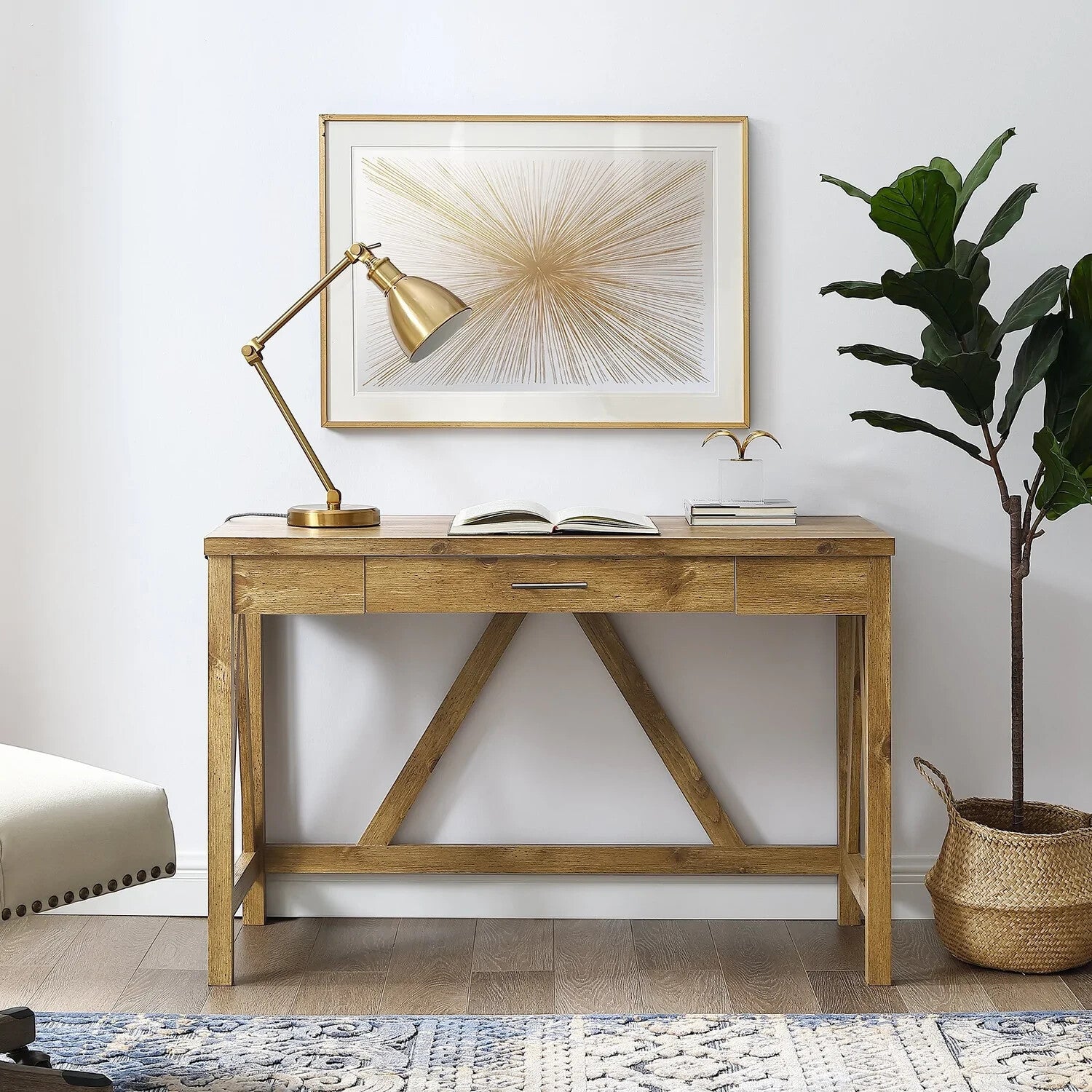 Walker Edison Modern Computer Desk With Drawer Storage - Rustic Reclaimed Wood