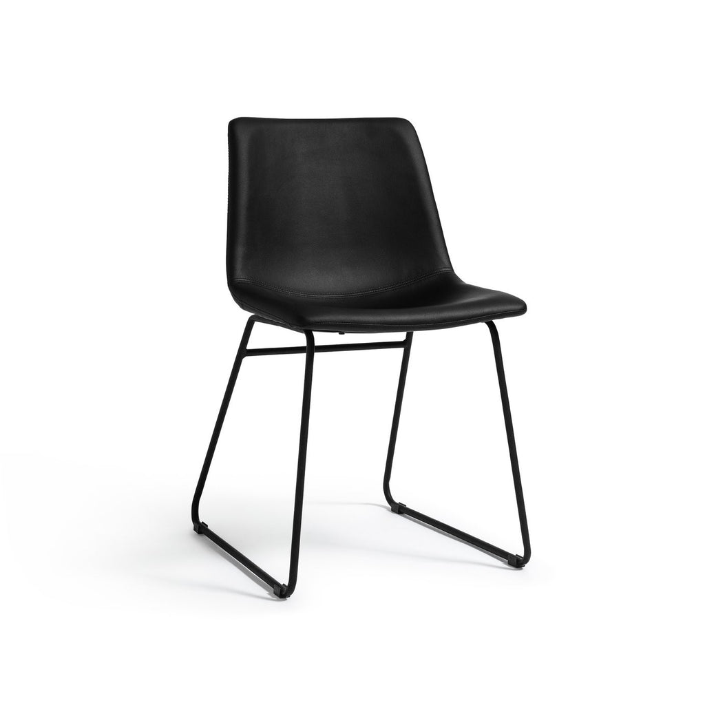Joey Pair of Faux Leather Dining Chairs - Black | Modern dining chairs