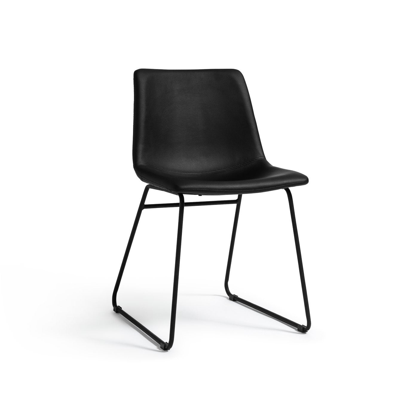 Joey Pair of Faux Leather Dining Chairs - Black | Modern dining chairs