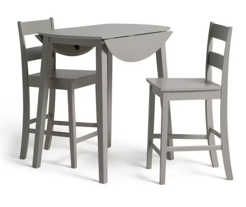 Chicago Extending Bar Table & 2 Stools - Grey