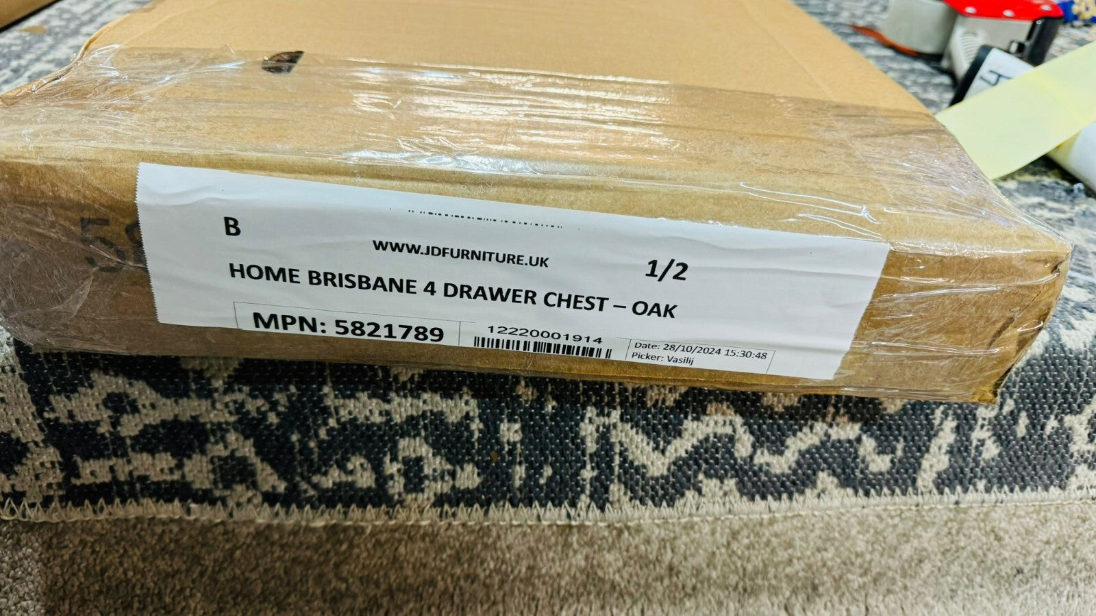 Home Brisbane 4 Drawer Chest Oak | Dresser for Bedroom Living Room ( B Grade )
