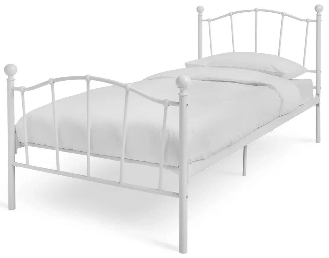 Fleur Single Metal Bed Frame - White