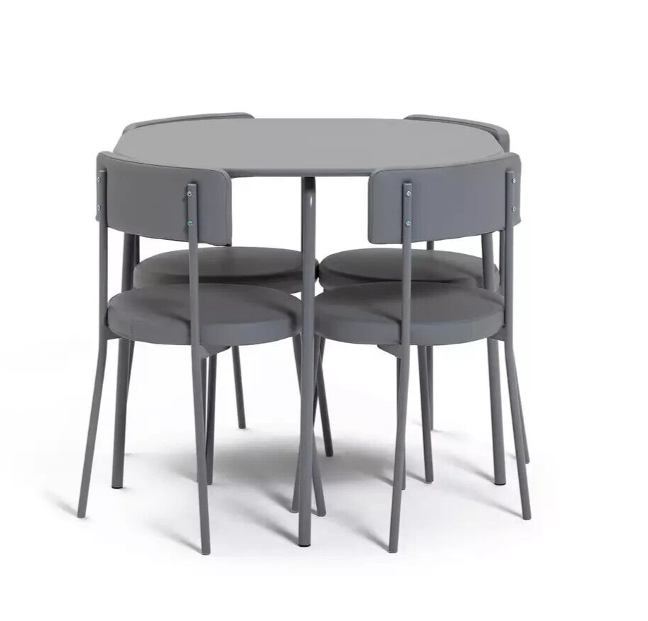 Habitat Jayla Metal Dining Table & 4 Grey Chairs
