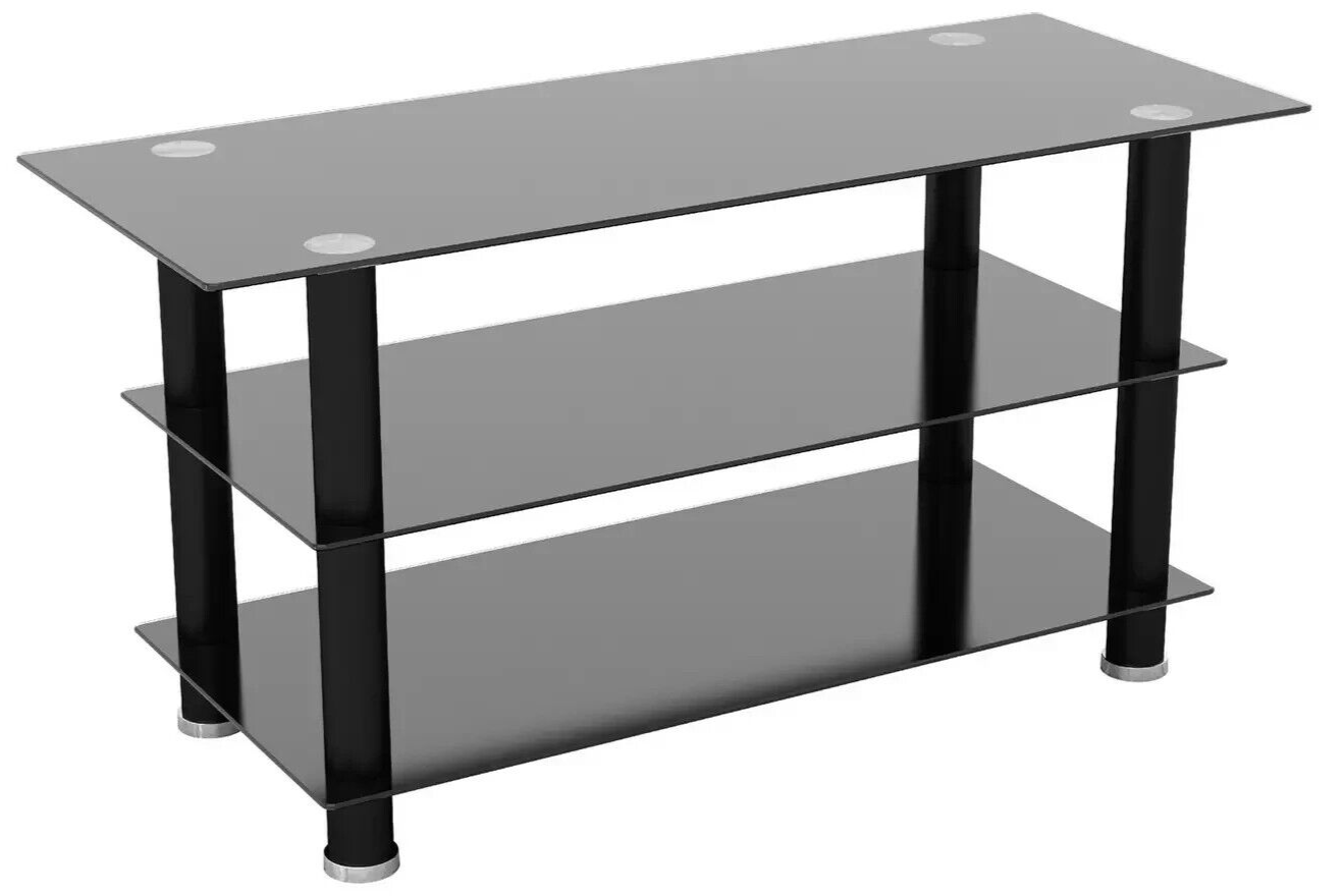 AVF TV Stand With Storage in Black - Up to 50 Inch TV Unit Glass - 100cm Wide