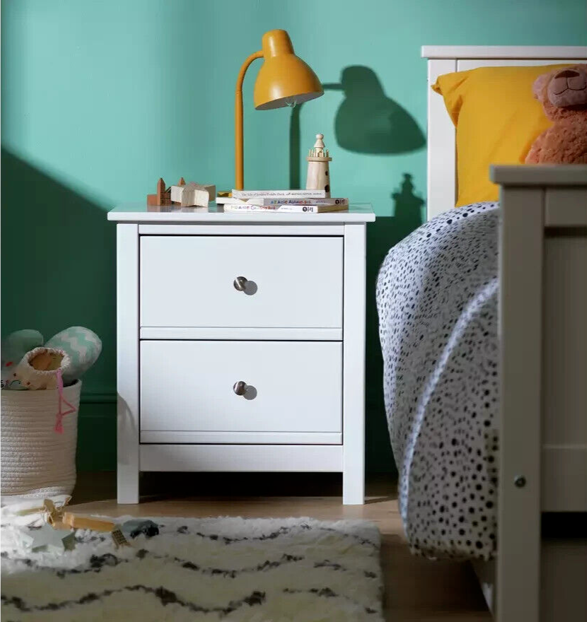 Habitat Brooklyn 2 Drawer Bedside Table - White