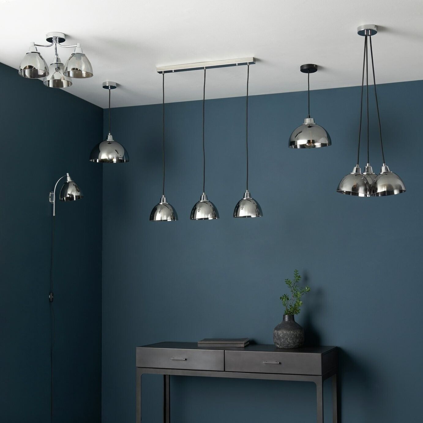 Shore Light Bartlett Metal 3 Light Ceiling Light- Smoke Grey