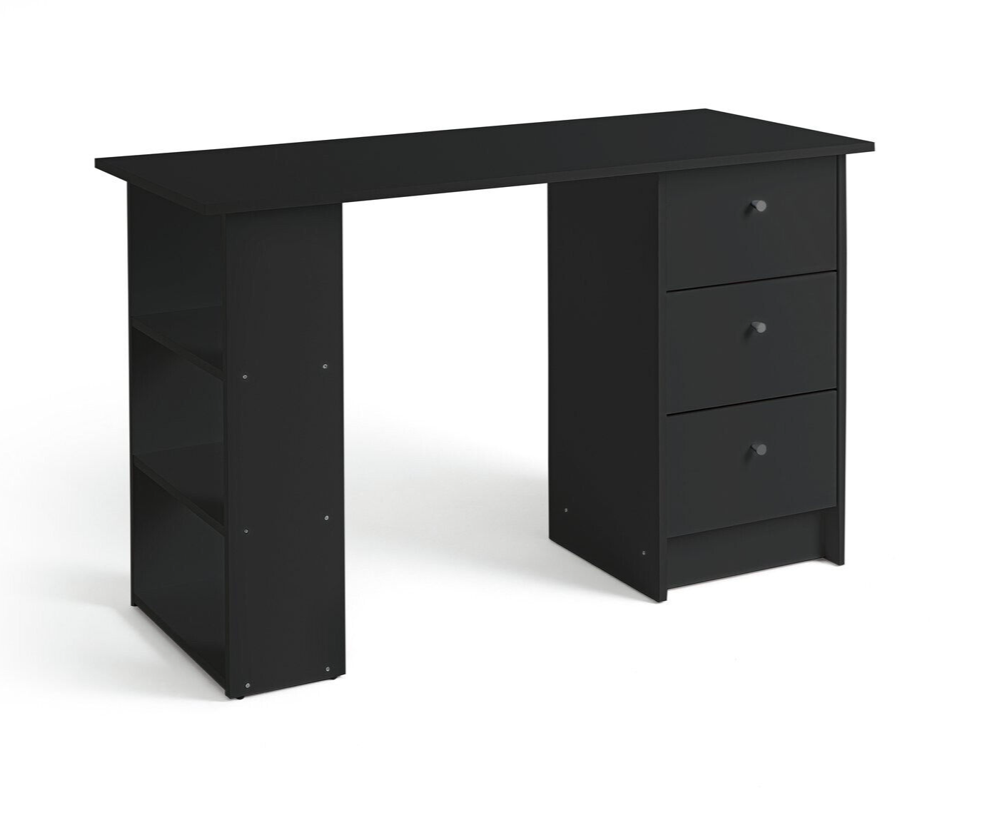 Home Malibu 3 Drawer Office Desk - Black | Study Desk with Storage Home Office