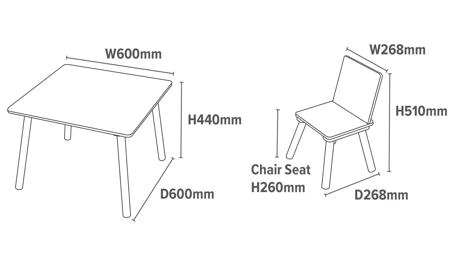 Liberty House Kids Table and Chair Set - Wood White