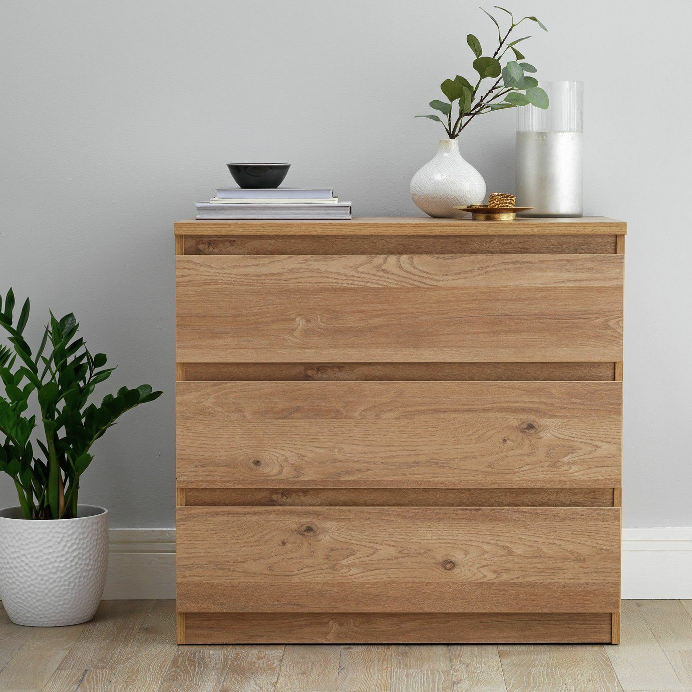 Habitat Jenson 3 Drawer Chest - Oak Effect | Bedroom Storage Unit for Clothes