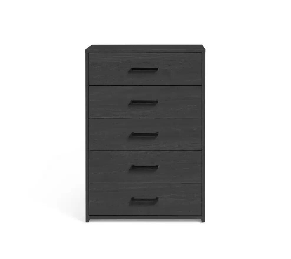Home Oslo 5 Drawer Chest Black Oak Effect | Modern Furniture Storage Dresser