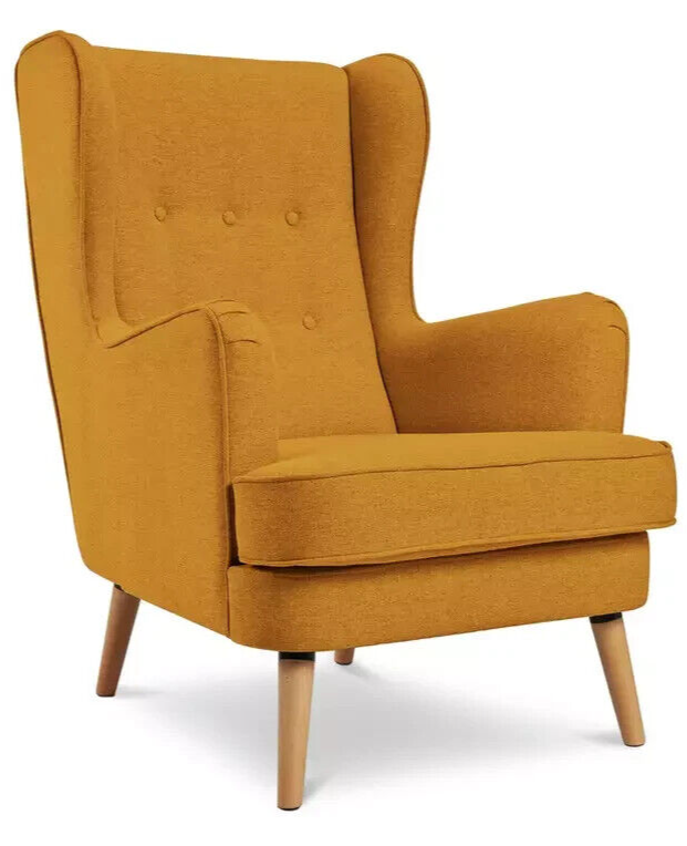 Habitat Callie Self Assembly Fabric Wingback Armchair-Yellow