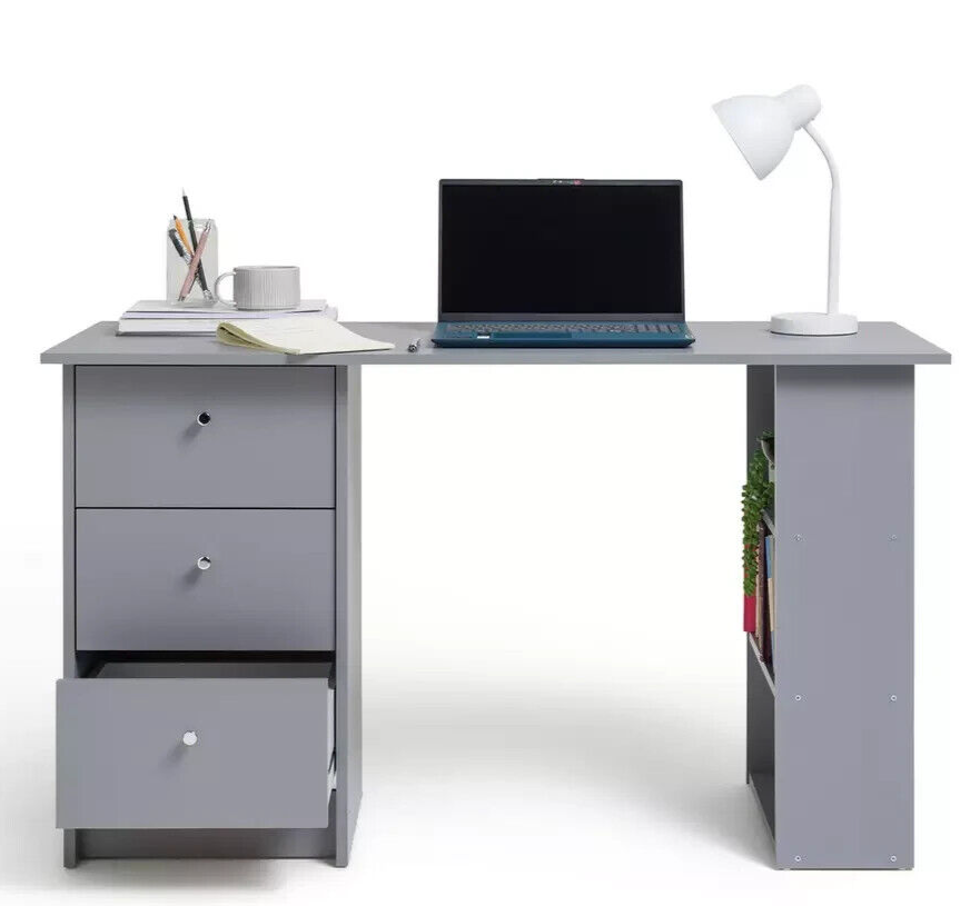 Malibu 3 Drawer Office Desk - Grey ( B Grade )