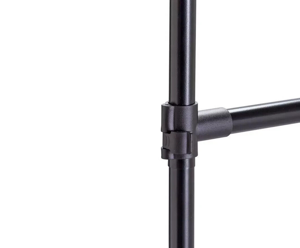 Home Heavy Duty 2 Tier Wheeled Clothes Rail Black | Freestanding Wardrobe Rack