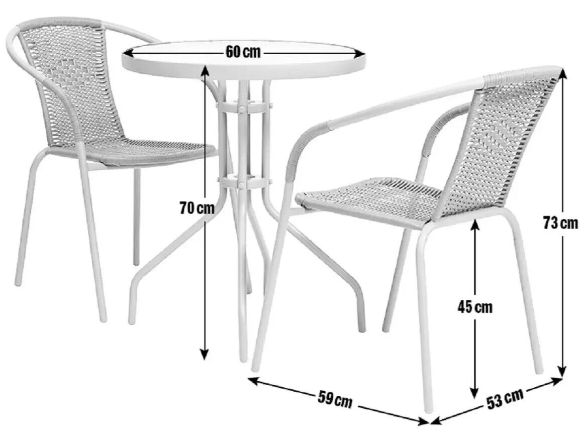 Home 2 Seater Rattan Effect Garden Bistro Set - Brown | Outdoor Patio Furniture