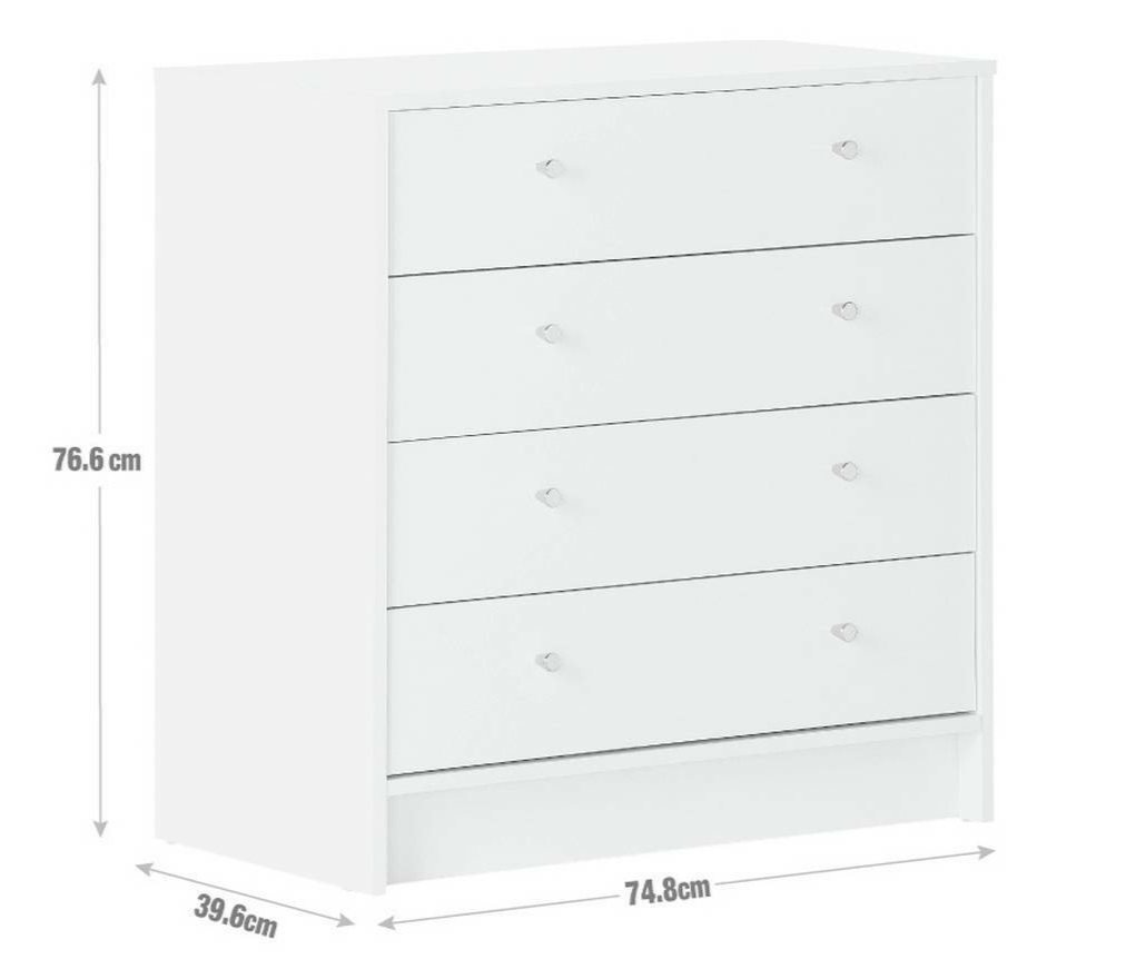 Malibu 4 Drawer Wide Chest - White