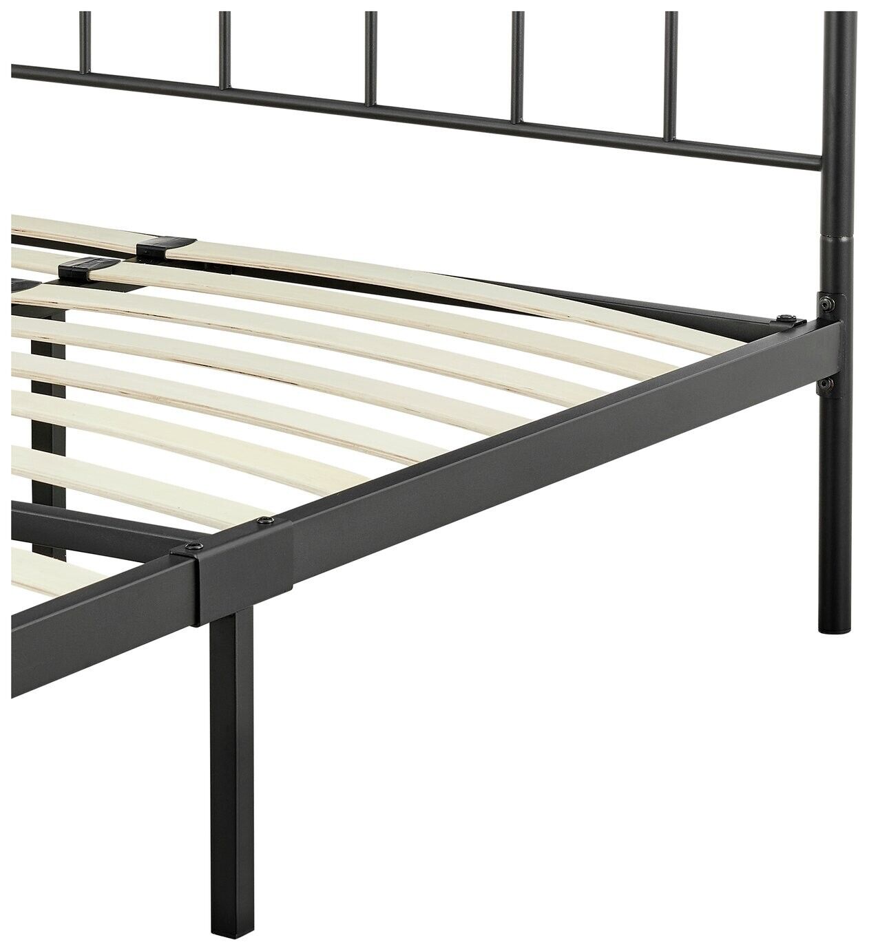 Clara Kingsize Metal Bed Frame Black | Traditional Metal Bed with Sprung Slats