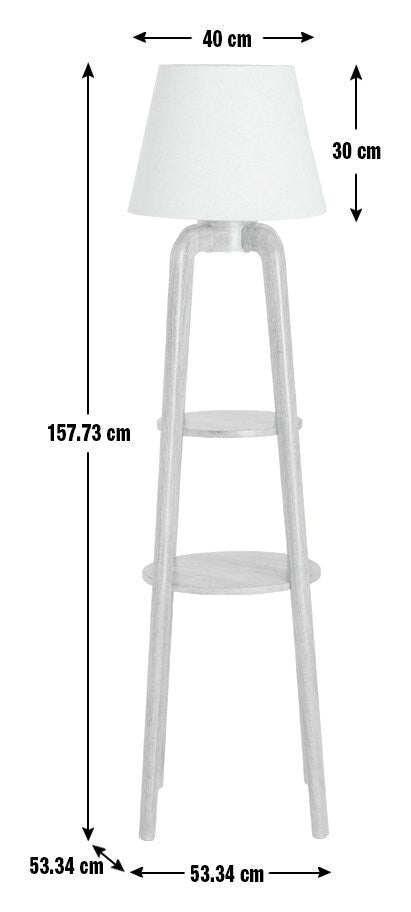 Habitat Mango Wood Shelved Floor Lamp - Natural