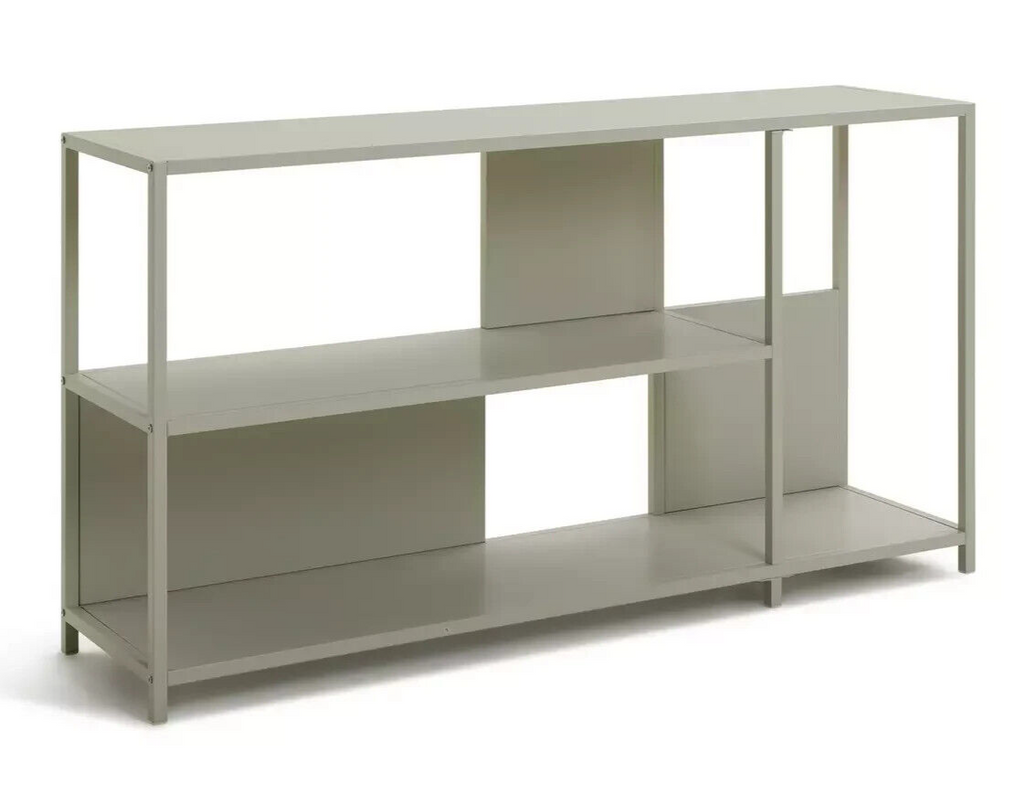 Habitat Deon Short Metal Bookcase - Light Grey | Compact Shelf Office Storage