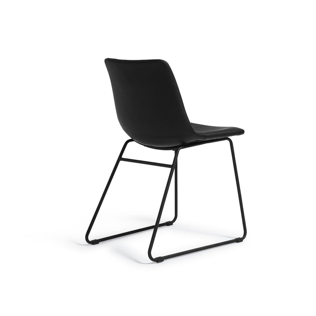 Joey Pair of Faux Leather Dining Chairs - Black | Modern dining chairs