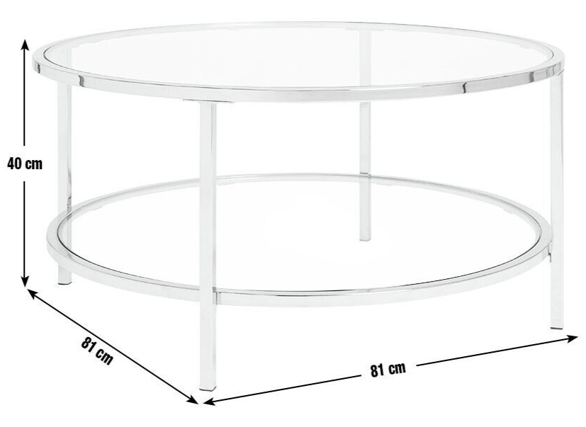 Habitat Home Boutique Round Coffee Table - Silver | Glass Top Modern Living Room
